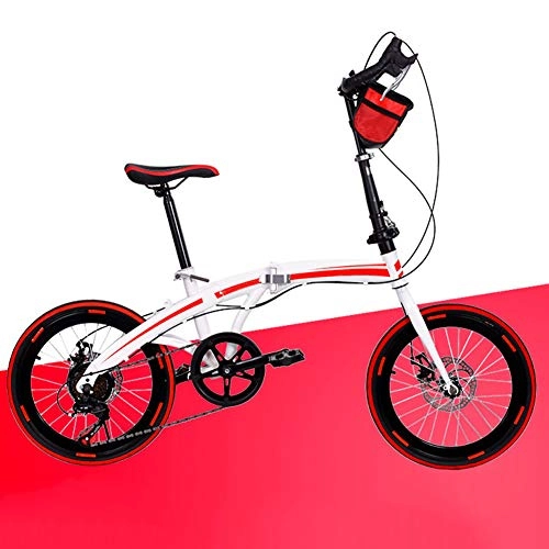 Folding Bike : Folding Mountain Bike City Bike, Man, Woman, Child One Size Fits All, Derailleur Gears, Folding System, Traffic Light, Disc Brakes and Suspension Fork, Fully Assembled, White