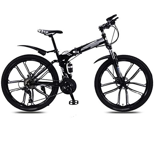 Folding Bike : Folding Mountain Bike for Adults, 30-Speed Mountain Bike - 26 '' Foldable Adult Bicycle - Folding Mountain Bike - Double Disc BrakesBrakes - Bike for Men and Women ( Color : Black , Size : 30 SPEED )