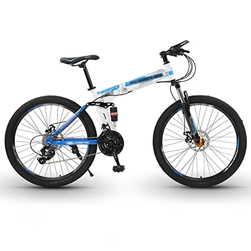 Folding Bike : Folding Mountain Bike, Male Adult Variable Speed Portable Lightweight Bicycle Double Shock Off-road Racing(Color:21-speed 24-inch-A2)