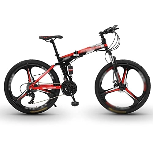 Folding Bike : Folding Mountain Bike, Male Adult Variable Speed Portable Lightweight Bicycle Double Shock Off-road Racing(Color:21-speed 24-inch-three cutter wheel B1)