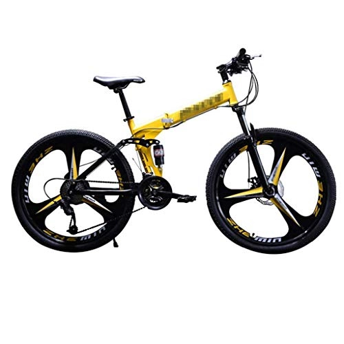 Folding Bike : Folding Mountain Bike, Road Bike, 21 Speed ​​Ultra-Light Bicycle with High-Carbon Steel Frame And Fork, Disc Brake-A