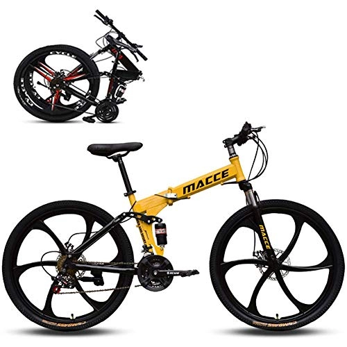Folding Bike : Folding Mountain Bike, Road Bike, 6 impeller 21 Speed Ultra-Light Bicycle with High-Carbon Steel Frame And Fork, Disc Brake, for Man, Woman, City, Endurance