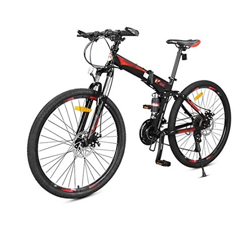 Folding Bike : Folding Mountain Bike, Student Adult Bicycle Off-road Racing Touring Bike, 26Inch 27-speed Double Disc Brake Double Shock-absorbing Bicycle, Front and Rear Double Shock Absorption / Free Installation 8