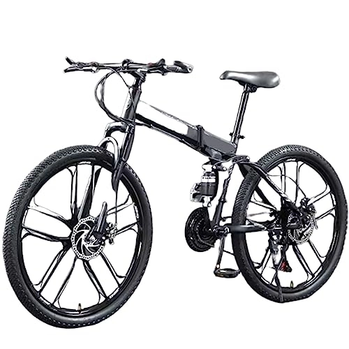 Folding Bike : Folding Off-road Mountain Bike, Double Shock-absorbing Bicycle, High Carbon Steel Frame, Suitable for 160~180cm (Grey 27 speed)