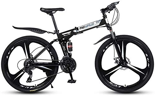 Folding Bike : Folding Outroad Bicycles Adult Mountain Bikes Folded Within Men and Women Folding Bike 27-Speed 26-inch Wheels Outdoor Bicycle-black