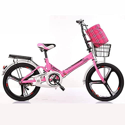 Folding Bike : Free Installation Adult Folding Bicycle 20 Inch Women's Bicycle Ultra Light Portable Mini Car Child Student Car 16 Inch, Pink