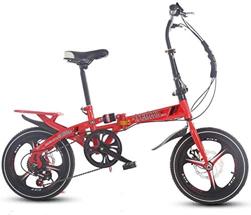 Folding Bike : FTFTO Living Equipment Folding Bike 16 Inch Women's Variable Speed Shock Absorber Adult Super Light Children's Student Bicycle With Basket