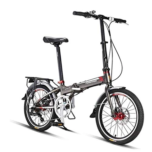 Folding Bike : FUJGYLGL Women Folding Bike, Adults Mini Light Weight Foldable Bicycle, High-Carbon Steel Frame, Front and Rear Fenders, Kids Urban Commuter Bicycle