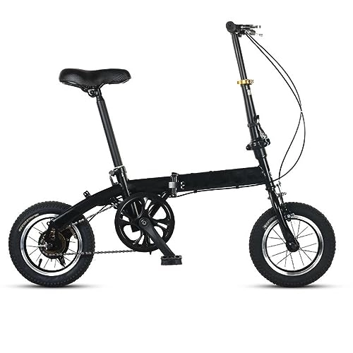 Folding Bike : FUNRIN Folding Bicycle, Lightweight Folding City Commuter Carbon Steel Bike Adjustable Seat Height Support 200KG Mountain Bicycle for Outdoor Commuter, Black