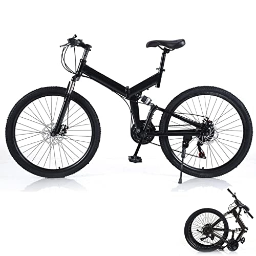 Folding Bike : Futchoy Mountain Bike 26 inch Foldable MTB Full Suspension 21 Speed Disc Brake Bicycle for Adult Men Women Carbon Steel Frame