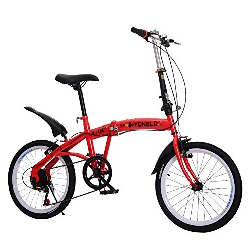 Folding Bike : FXMJ Folding Bike 6 Speed Bicycle Adult Students Ultra-Light Portable Women's 18 Inch City Riding Mountain Cycling for Travel Go Working, Red