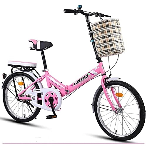 Folding Bike : FYHCY Folding Bike Folding City Bike, Ultralight Portable Folding Bike, Retro Style City Bikes Foldable Trekking Bike Light Bicycle, Adult Men And Women Outdoors Riding Excursion Pink, 16 inches