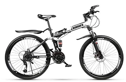 Folding Bike : FZC-YM 26 inch mountain bike, Folding MTB 26'' 21-30 speed gearshift, fork suspension, boys bike & men's bike Dual Disc Brakes High-carbon Steel Outdoors Mountain Bike B 24 speed