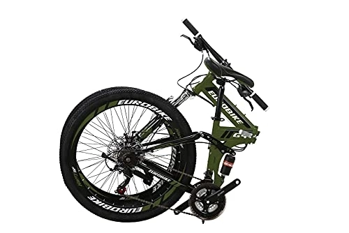 Folding Bike : G4 Folding Bike 21 Speed 26 Inches Dual Disc Brakes K Spoke Wheel Mountain Bike for Adult (SPOKE-GREEN)