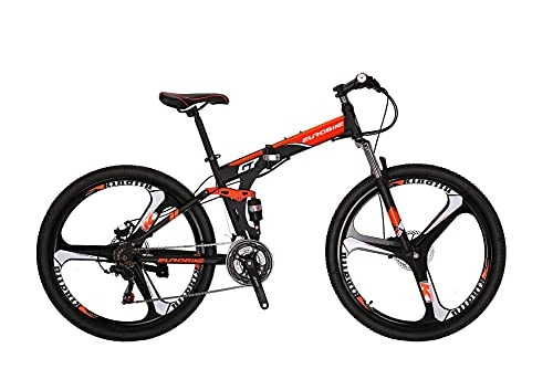 Folding Bike : G7 Folding Bike 21 Speed 27.5 Inches Dual Suspension Spoke K Wheel Mountain Bike for Mens / Womens (K-ORANGE)