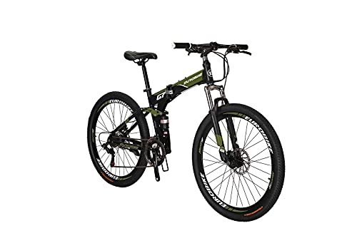 Folding Bike : G7 Folding Bike 21 Speed 27.5 Inches Dual Suspension Spoke K Wheel Mountain Bike for Mens / Womens (SPOKE-GREEN)