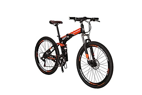 Folding Bike : G7 Folding Bike 21 Speed 27.5 Inches Dual Suspension Spoke K Wheel Mountain Bike for Mens / Womens (SPOKE-ORANGE)