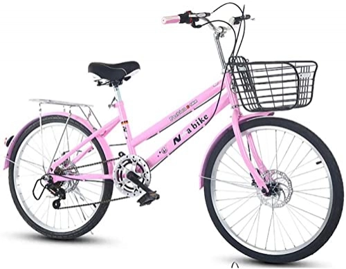 Folding Bike : GaoGaoBei Foldable Bicycle Lightweight Commuter City Bike 7 Speed Easy To Install For Adult Unisex, Pink Single Speed Speed, 22inch, Super