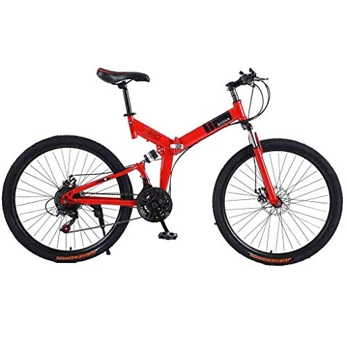 Folding Bike : GAOTTINGSD Adult Mountain Bike Bicycle Mountain Bike Adult MTB Foldable Road Bicycles For Men And Women 24In Wheels Adjustable Speed Double Disc Brake (Color : Red-B, Size : 21 Speed)