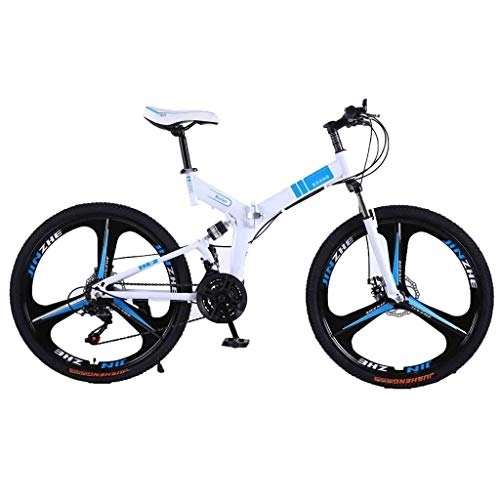 Folding Bike : GAOTTINGSD Adult Mountain Bike Bicycle Mountain Bike Adult MTB Foldable Road Bicycles For Men And Women 24In Wheels Adjustable Speed Double Disc Brake (Color : White-A, Size : 30 Speed)