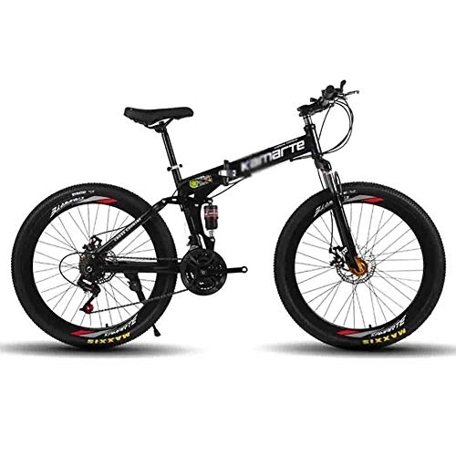 Folding Bike : GAOTTINGSD Adult Mountain Bike Bicycle MTB Adult Foldable Mountain Bike Folding Road Bicycles For Men And Women 26In Wheels Adjustable Speed Double Disc Brake (Color : Black, Size : 24 speed)