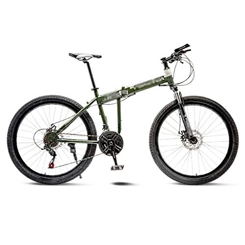 Folding Bike : GAOTTINGSD Adult Mountain Bike Folding Mountain Bicycle Road Bike Men's MTB 21 Speed Bikes Wheels For Adult Womens (Color : Green, Size : 26in)