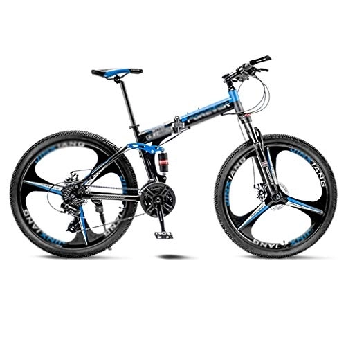 Folding Bike : GAOTTINGSD Adult Mountain Bike Mountain Bike Folding Road Bicycle Men's MTB 21 Speed Bikes Wheels For Adult Womens (Color : Blue, Size : 24in)