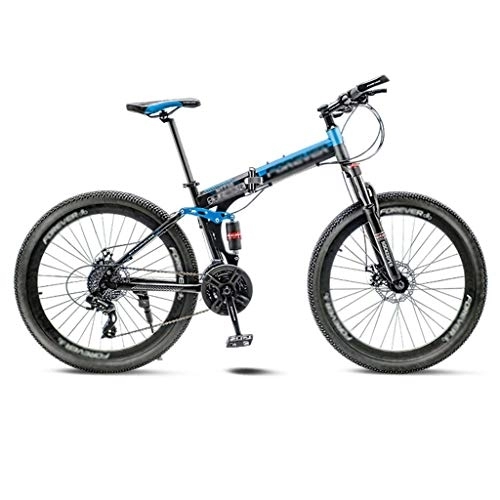 Folding Bike : GAOTTINGSD Adult Mountain Bike Mountain Bike Folding Road Bicycle Men's MTB 21 Speed Bikes Wheels For Adult Womens (Color : Blue, Size : 26in)