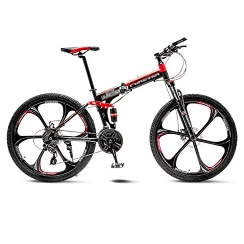 Folding Bike : GAOTTINGSD Adult Mountain Bike Mountain Bike Road Bicycle Folding Men's MTB Bikes 21 Speed 24 / 26 Inch Wheels For Adult Womens (Color : Red, Size : 26in)