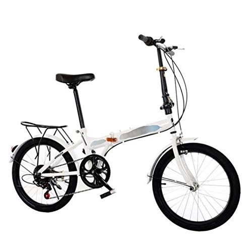 Folding Bike : Gaoyanhang 14 Inch Foldable Bicycle - 7 Speed Portable Bike For Students Ultralight Compact Folding Bike Men Women (Color : White)