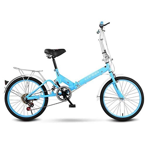 Folding Bike : Gaoyanhang 20 inch folding bicycle adult men and women portable commuter variable speed shock absorption bicycle (Color : Blue)