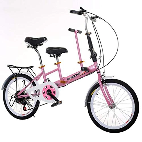 Folding Bike : Gaoyanhang 20 inch folding bike-twin bike parent-child series bike (Color : Pink)