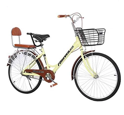 Folding Bike : Gaoyanhang 24 inch variable speed adult bicycle 6-speed men's and women's student bicycle general commuter bike (Color : Yellow)
