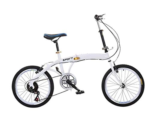 Folding Bike : Gaoyanhang Foldable bicycle 20 inch mountain bike Travel equipment portable bicycle (Color : White)