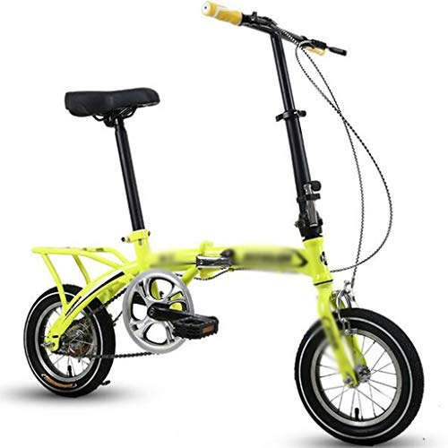 Folding Bike : Gaoyanhang Folding Bicycle 12" for Women Portable Bike Outdoor Vehicles Student Foldable Bicicle (Color : Yellow)