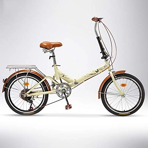 Folding Bike : GDZFY 20in Adult Folding Bike, Portable Folding City Bicycle, Lightweight For Students Commuting To Work, 7 Speed Bicycle Rear Carry Rack A1 20in