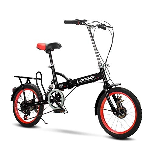 Folding Bike : GDZFY 20in City Folding Bike Urban Commuter, Lightweight Aluminum Frame Rear Carry Rack, Adult Foldable Bicycle Black 20in