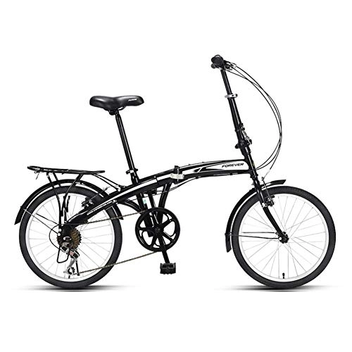 Folding Bike : GDZFY 20in Folding City Bicycle 7 Speed, Adjustable Seat Height, Compact Foldable Bicycle, Unisex Foldable Bike Lightweight Rear Carry Rack A 20in