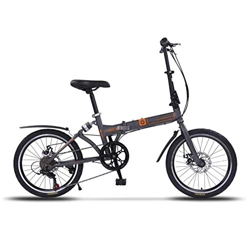 Folding Bike : GDZFY 20in Lightweight Folding Bike Suspension, 7 Speed Foldable Bicycle Carbon Steel Frame, Portable Adults City Bike For Commuting A 20in