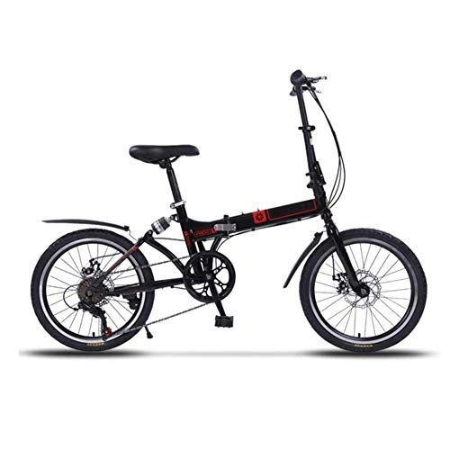 Folding Bike : GDZFY 20in Lightweight Folding Bike Suspension, 7 Speed Foldable Bicycle Carbon Steel Frame, Portable Adults City Bike For Commuting B 20in