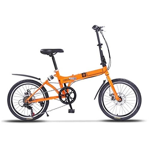 Folding Bike : GDZFY 20in Lightweight Folding Bike Suspension, 7 Speed Foldable Bicycle Carbon Steel Frame, Portable Adults City Bike For Commuting C 20in