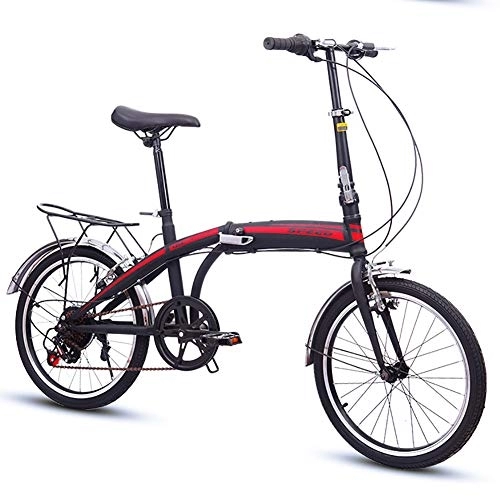 Folding Bike : GDZFY 20in Suspension Folding Bike, 7 Speed Foldable Bike Lightweight For Men Women, Compact Bicycle Urban Commuter B 20in