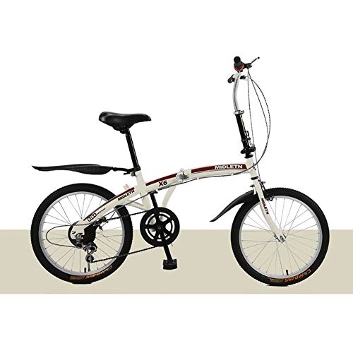 Folding Bike : GDZFY 7 Speed City Riding Foldable Bike, 20in Adjustable Adult Folding Bicycle Urban Commuter, Ultra-light Portable Folding Bike E 20in