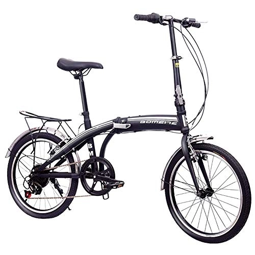 Folding Bike : GDZFY 7 Speed Folding Bicycle Urban Commuter, Loop Adult Suspension Folding Bike, Lightweight Folding City Bicycle B 20in