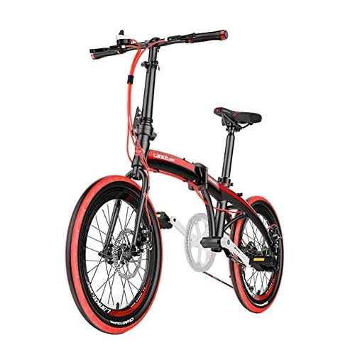 Folding Bike : GDZFY 7 Speed Portable Travel Mountain Bike, 20in Adults Folding Bicycle, Ultra Light Folding Bike City Urban Commuters Aluminum Frame Red 20in