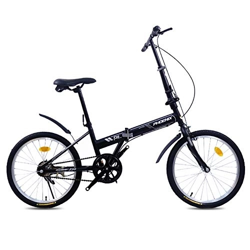 Folding Bike : GDZFY Adult Bike Aluminum Urban Commuter, Single Speed Folding Bike With 20in Wheel, Ultralight Portable Foldable Bicycle Black 20in