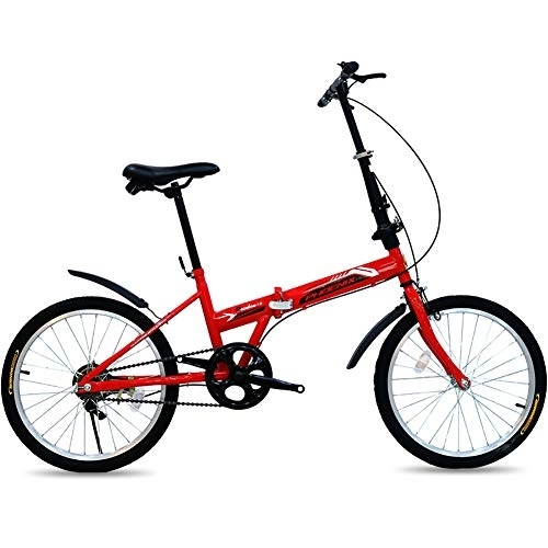 Folding Bike : GDZFY Adult Bike Aluminum Urban Commuter, Single Speed Folding Bike With 20in Wheel, Ultralight Portable Foldable Bicycle Red 20in