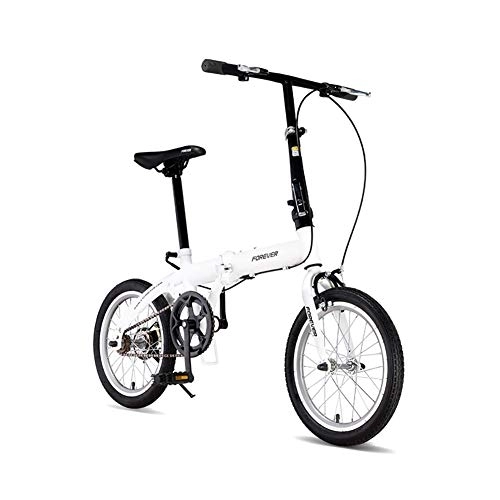 Folding Bike : GDZFY Adults Single Speed Folding Bike, 16in Mini Folding City Bicycle, Lightweight Foldable Bike Carbon Fiber Frame White 16in