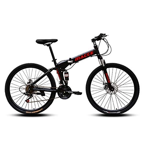 Folding Bike : GDZFY Compact ​​Folding City Bicycle Suspension 24in, 7 Speed Outroad Mountain Bike, For Students Office Workers Commuting To Work B 24in
