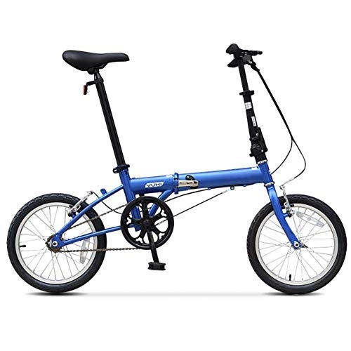 Folding Bike : GDZFY Compact Portable Adults Foldable Bike, Lightweight Mini Foldable Bicycle, Single Speed Folding Bike For Men Women Blue 16in